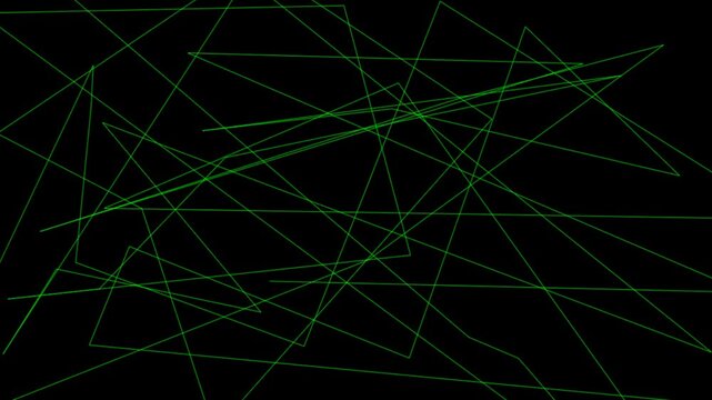 Chaotic Green Laser Lines on Black - Abstract Digital Network Art
