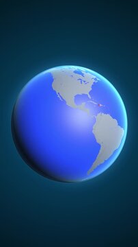 The animation shows a graphic representation of the earth and highlights the location and map of Haiti colored red in vertical format.