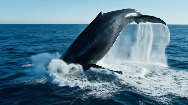 Humpback Whale Breaches Ocean Surface In Spectacular Jump