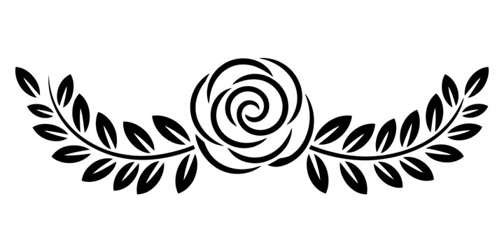 Simple black rose laurel wreath design