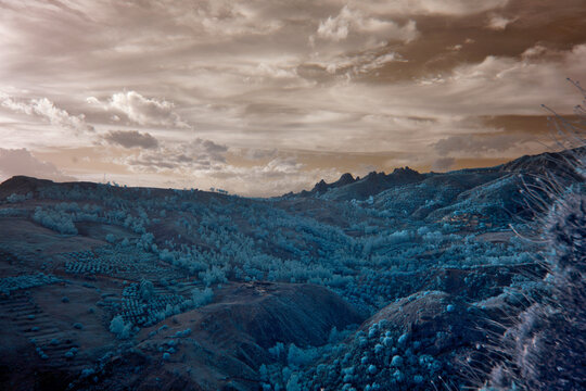 Pentedattilo, Italy - Full Spectrum light at 530NM wavelength - View from the village