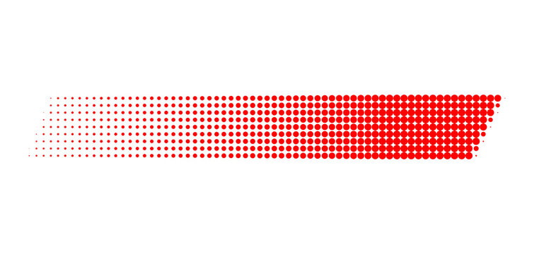 Red halftone dotted gradient stripe tapered horizontal dot pattern