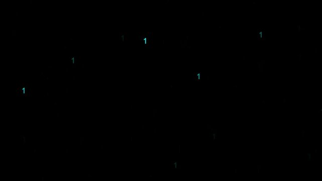 Scattered Cyan '1' Digits on Black Digital Background