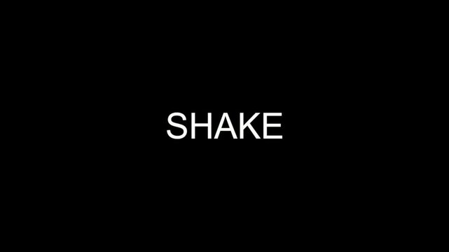 SHAKE Text in White on Solid Black Background Screen