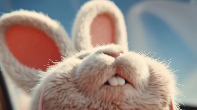 Cute Easter Bunny Wearing Pink Sunglasses Holding Speckled Egg