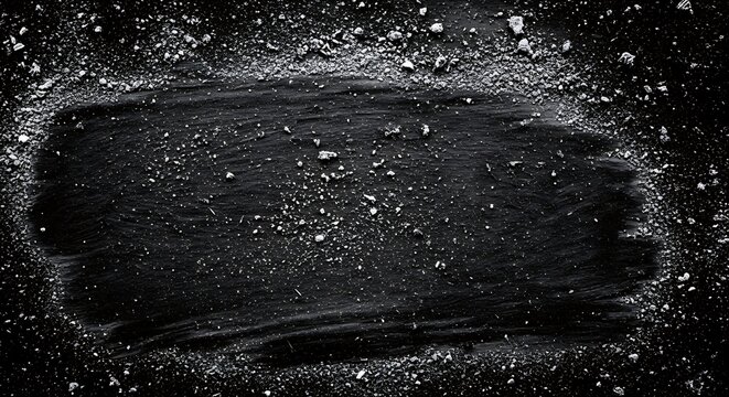 A black and white photo of a dirty surface