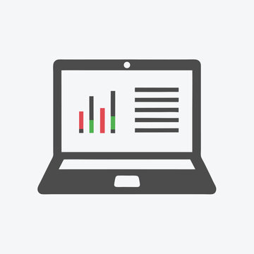 Laptop shows a growth chart with menu icon in a clean style