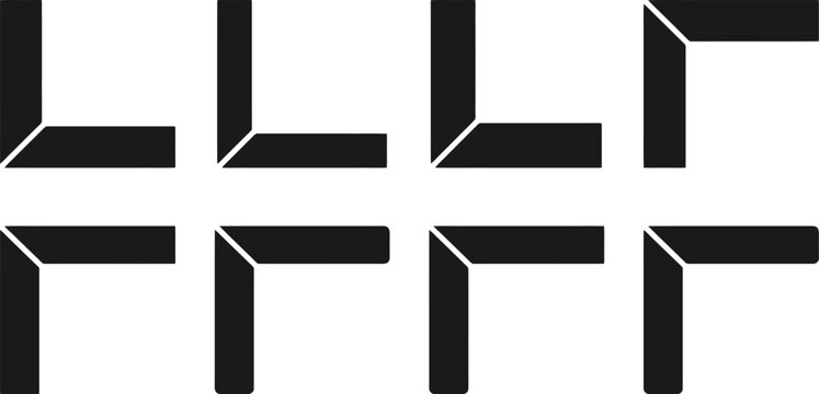 Collection of Black L- Shaped Corner Bracket Icons on White Background corner bracket symbol corner bracket graphic