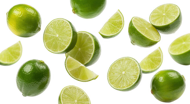 Sliced limes lime slices citrus fruit fresh isolated on a transparent background