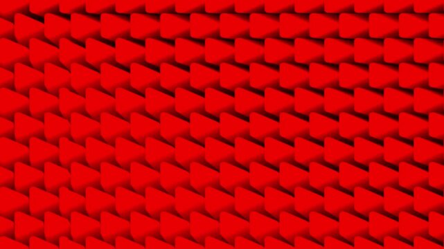 Abstract red 3d rounded triangle pattern repetitive geometric shapes motion loop background texture