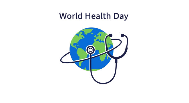 World Health Day medical globe icon.