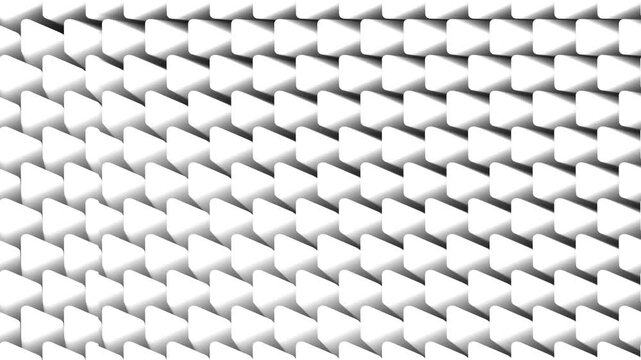 Abstract white 3d rounded triangle pattern repetitive geometric shapes motion loop background texture