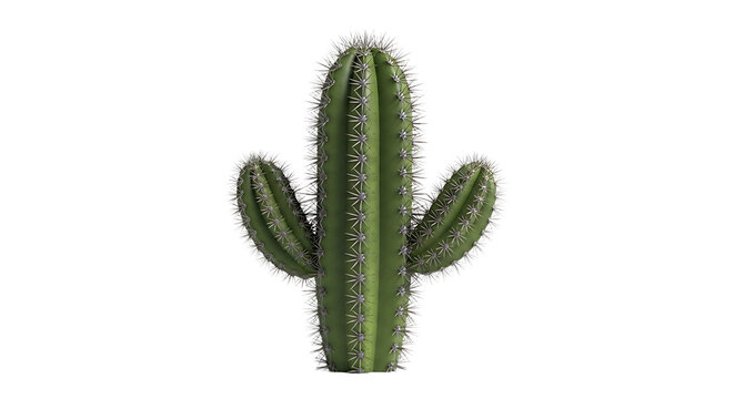 A striking image of a cactus with vibrant colors and textured details.  PNG, isolated on white background