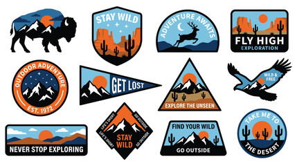 Outdoor adventure travel nature emblems and patches collection © GW