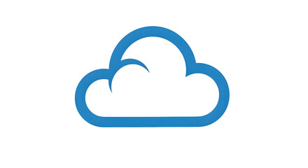 Fototapeta premium A blue cloud icon with a curved line on a transparent background shows weather.