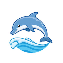 Fototapeta premium A playful dolphin leaping gracefully over a stylized ocean wave, showcasing its joy and agility