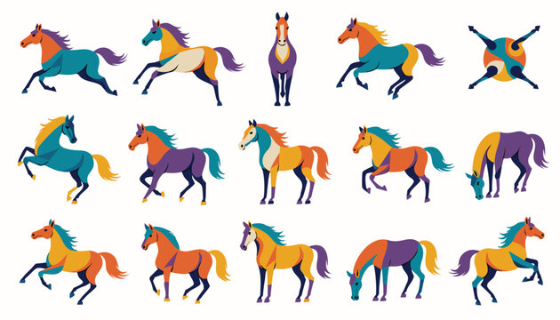 A simple vector set of fire flames in silhouette style with artistic and symbolic design elements