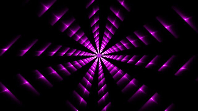 Abstract purple glowing geometric tunnel motion loop futuristic digital starburst vanishing point render