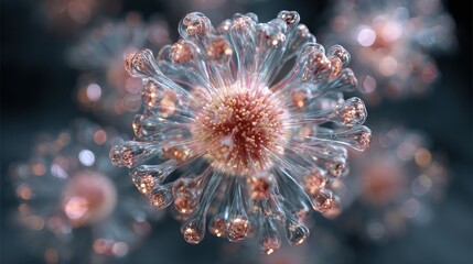 Fototapeta premium virus particle mutating and changing shape rapidly, concept of viral mutation and evolution