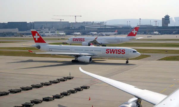 SWISS Airlines Airbus A330 taxying at Zurich ZRH Airport, Zurich, Switzerland
