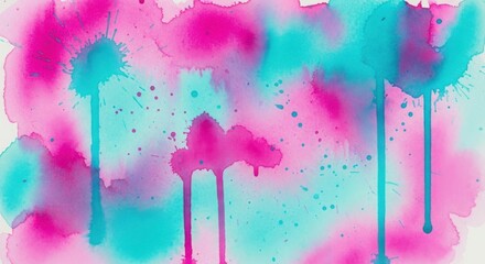 Fototapeta premium Abstract Pink and Teal Watercolor Paint Splatter Background