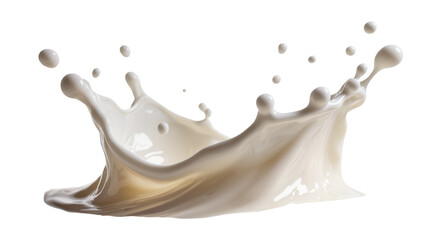 Isolated dynamic splash of fresh creamy milk or yogurt drink with flying droplets. © Andrej