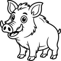 Fototapeta premium A cartoon boar with a happy expression standing