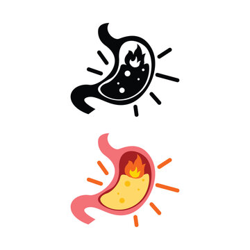 Gastric acid reflux stomach problem medical icon sign design vector