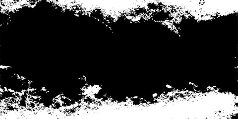 Obraz premium Abstract grunge background featuring a black ink splat design with a floral silhouette border and paint spray texture in a vector illustration pattern