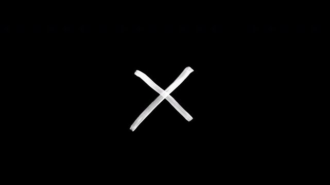 Hand drawn white cross x mark