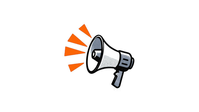 Isolated modern cartoon style megaphone with sound waves conveying important information