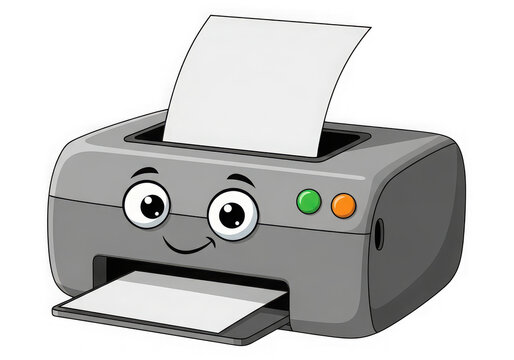 A cartoon printer with a smiling face