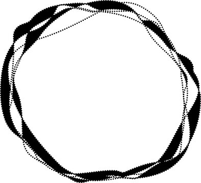 Ink-like blob circle with dotted outline forming enclosed circular frame shape