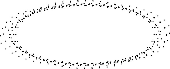 Elongated oval border formed by dotted paths creating stretched ring contour © drik