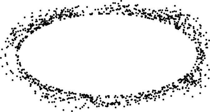 Oval ring composed of dotted sketch paths forming continuous elongated contour