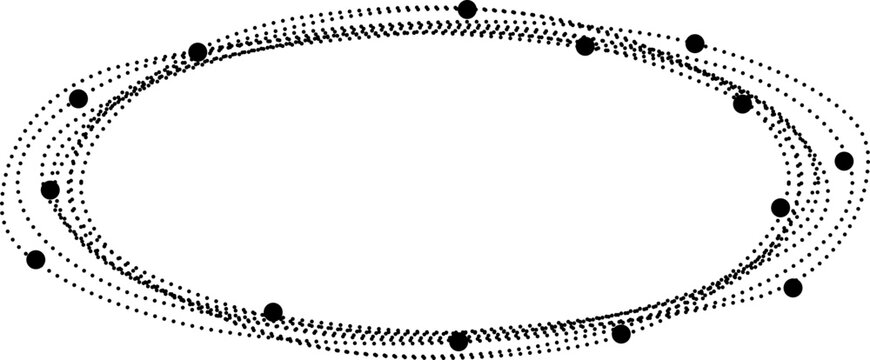 Ring structure formed by dynamic dotted paths creating circular motion distribution