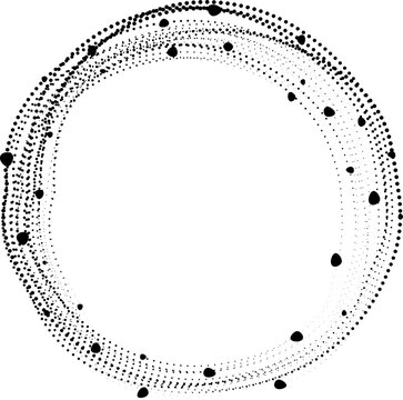 Elliptical ring structures formed by scattered dots creating clustered contour paths
