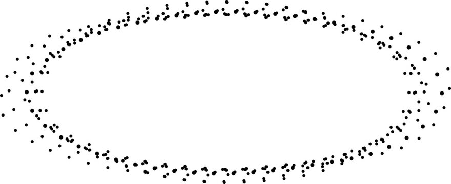 Elongated oval border formed by dotted paths creating stretched ring contour