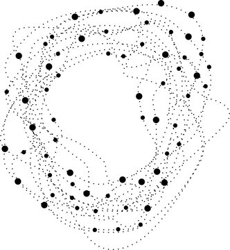 Oval dotted scribble structure forming loop contour with varied point density