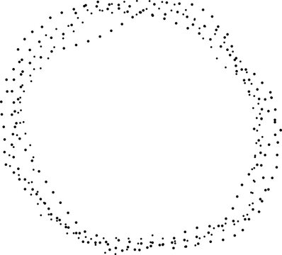 Circular border formed by loose scribble dots creating open contour loop