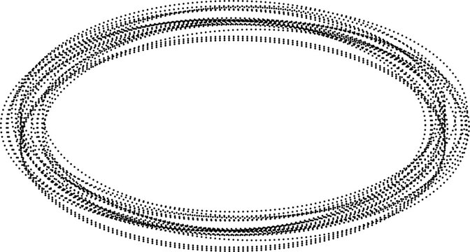 Oval ring formed by multiple dotted lines creating layered contour loops