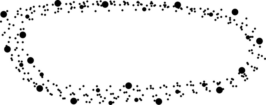 Elliptical pattern with noisy dot distribution forming scattered contour loops