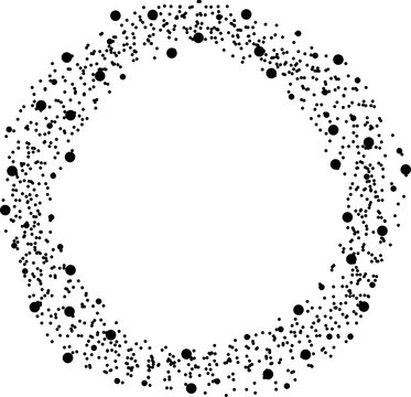Oval ring with clustered dot distribution forming continuous contour path