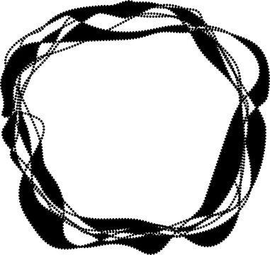 Circular border with ink-like dotted distribution forming contour ring