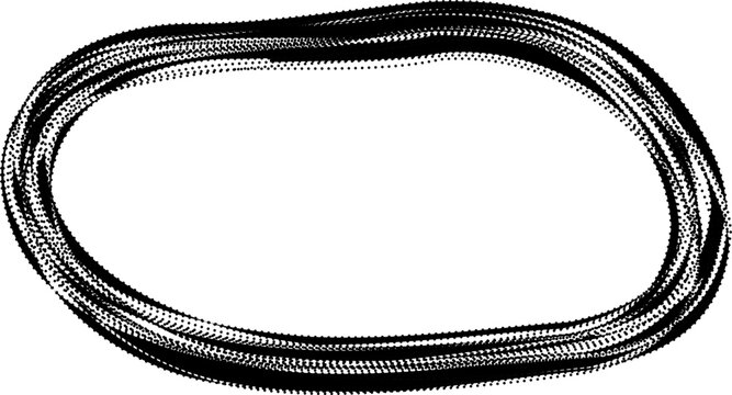Oval border with rounded sketch dots forming continuous contour loop