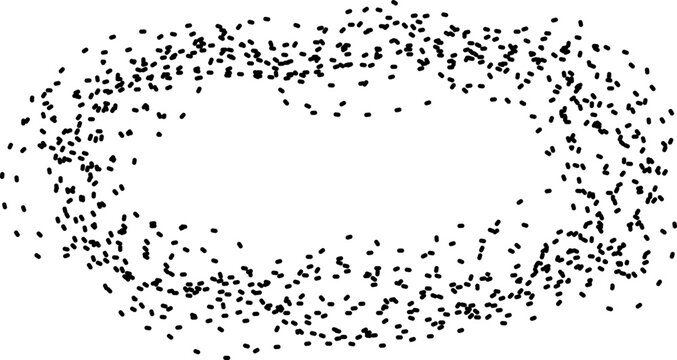 Oval ellipse formed by scribble dots creating layered contour loop structure
