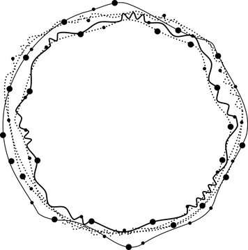 Circular paths formed by randomized dotted lines creating loop contours