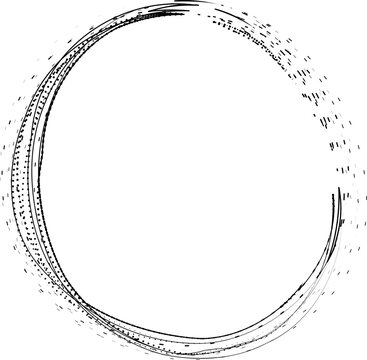 Circular border formed by rough sketch dots creating uneven contour loop