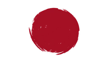 Isolated Artistic Red Grunge Brushstroke Circle Shape Design Element Hand Painted Texture © Timo