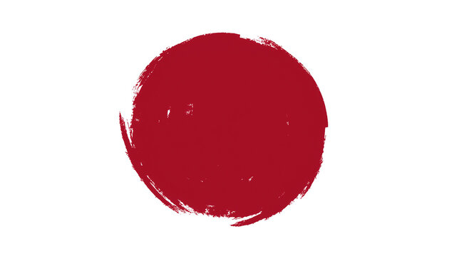 Isolated Artistic Red Grunge Brushstroke Circle Shape Design Element Hand Painted Texture